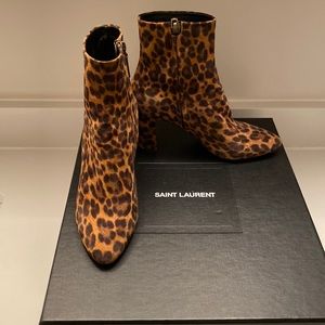 Saint Laurent leopard suede booties sz 35